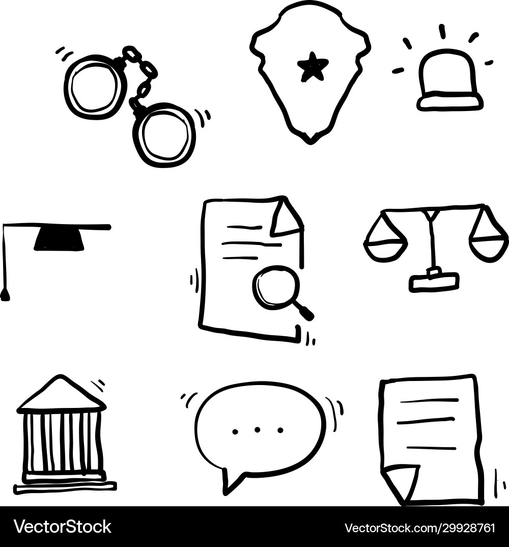 Law & Justice Line Icons Vector Image