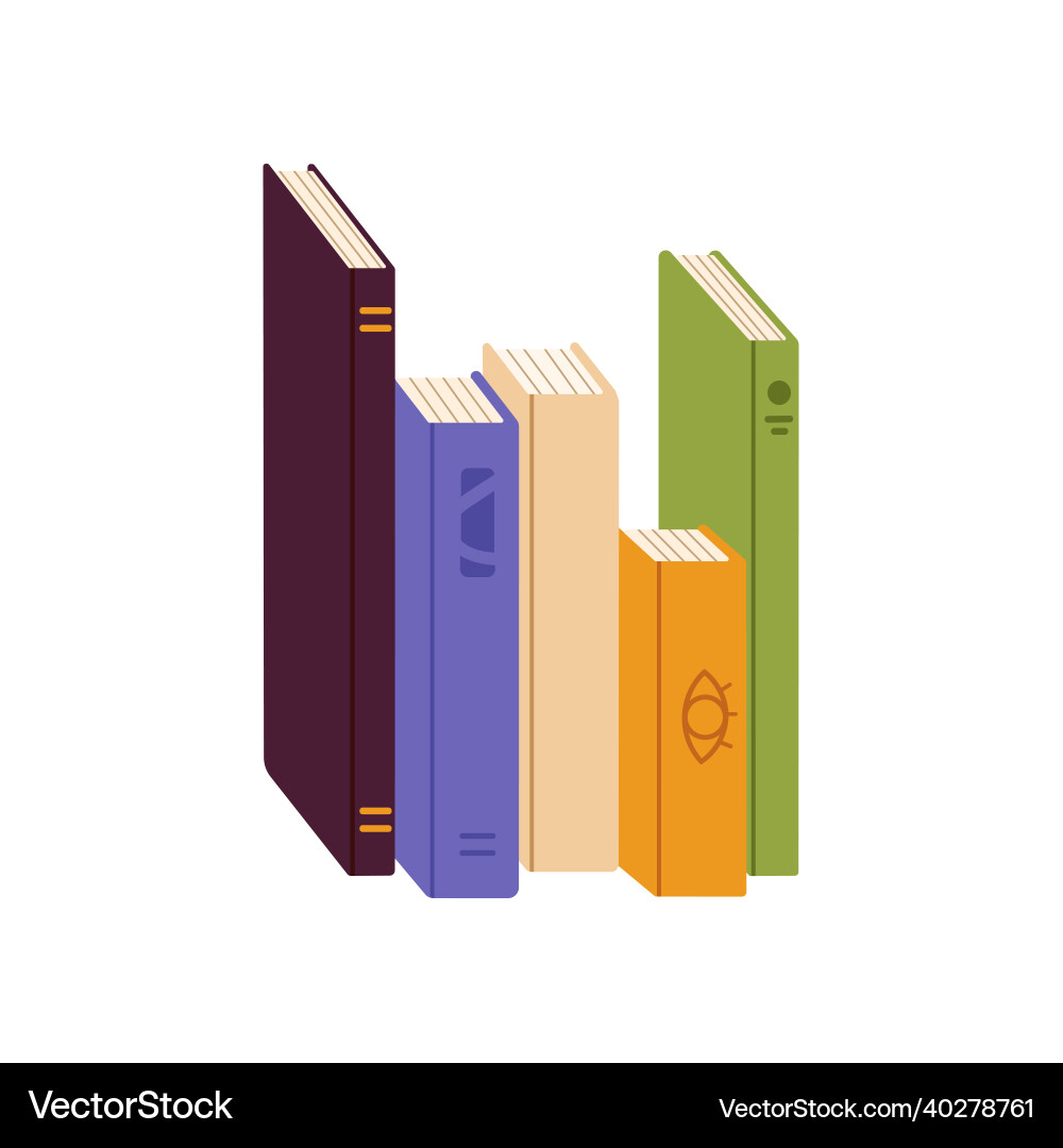 Paper books standing in row different abstract Paper books standing in row different abstract vector image