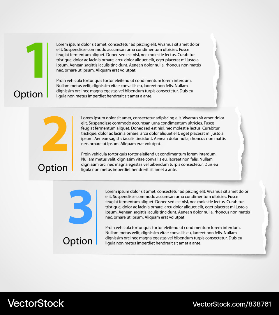 Torn paper progress option background Royalty Free Vector