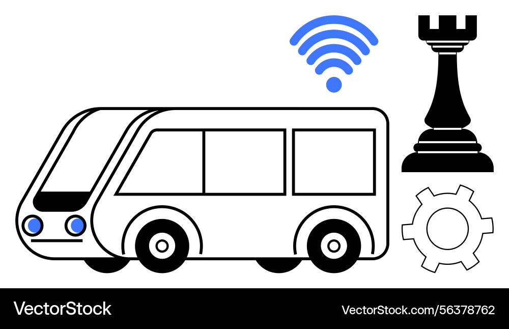 Autonomous bus with wireless connectivity Autonomous bus with wireless connectivity vector image