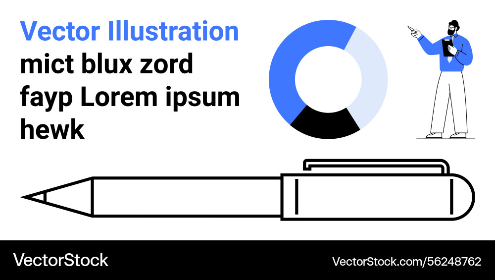 Business presentation with data pie chart text Business presentation with data pie chart text vector image
