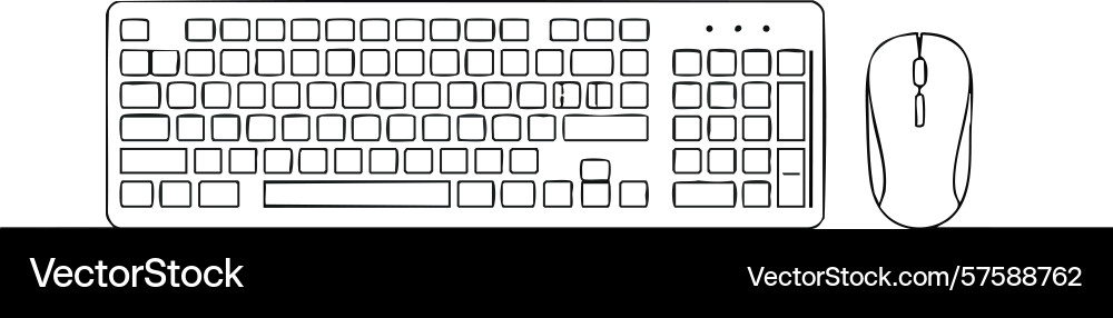 Computer keyboard and mouse line art Computer keyboard and mouse line art vector image
