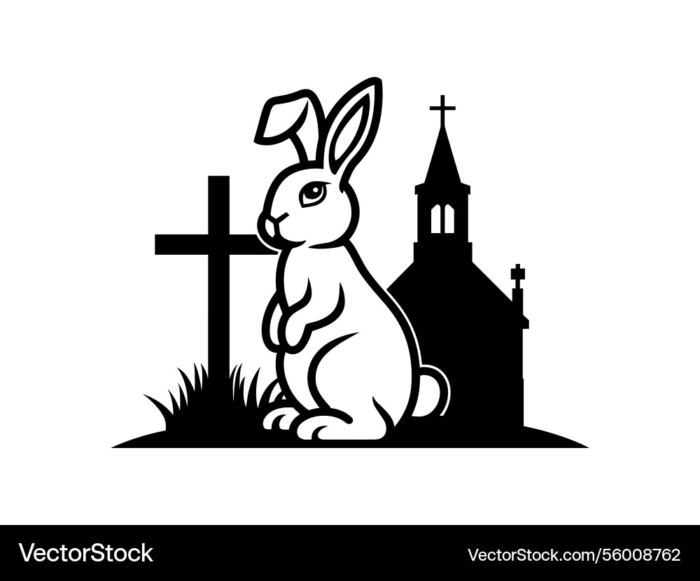 Easter bunny cross line art christian rabbit Vector Image