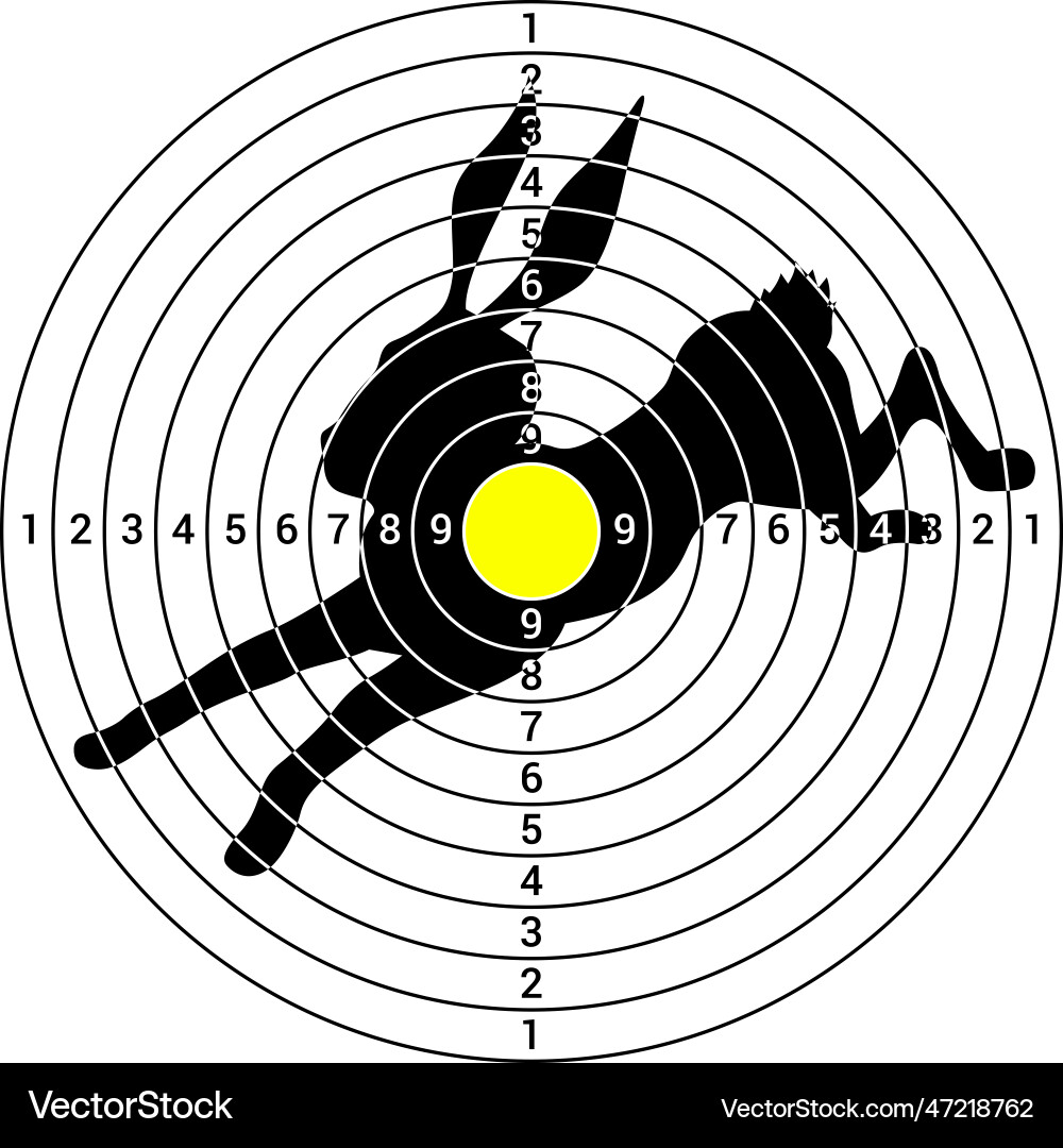 Hunting target with running rabbit yellow center Hunting target with running rabbit yellow center vector image