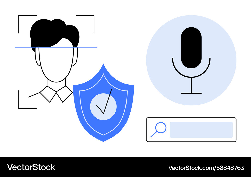 Facial recognition voice authentication and data Facial recognition voice authentication and data Vector Image