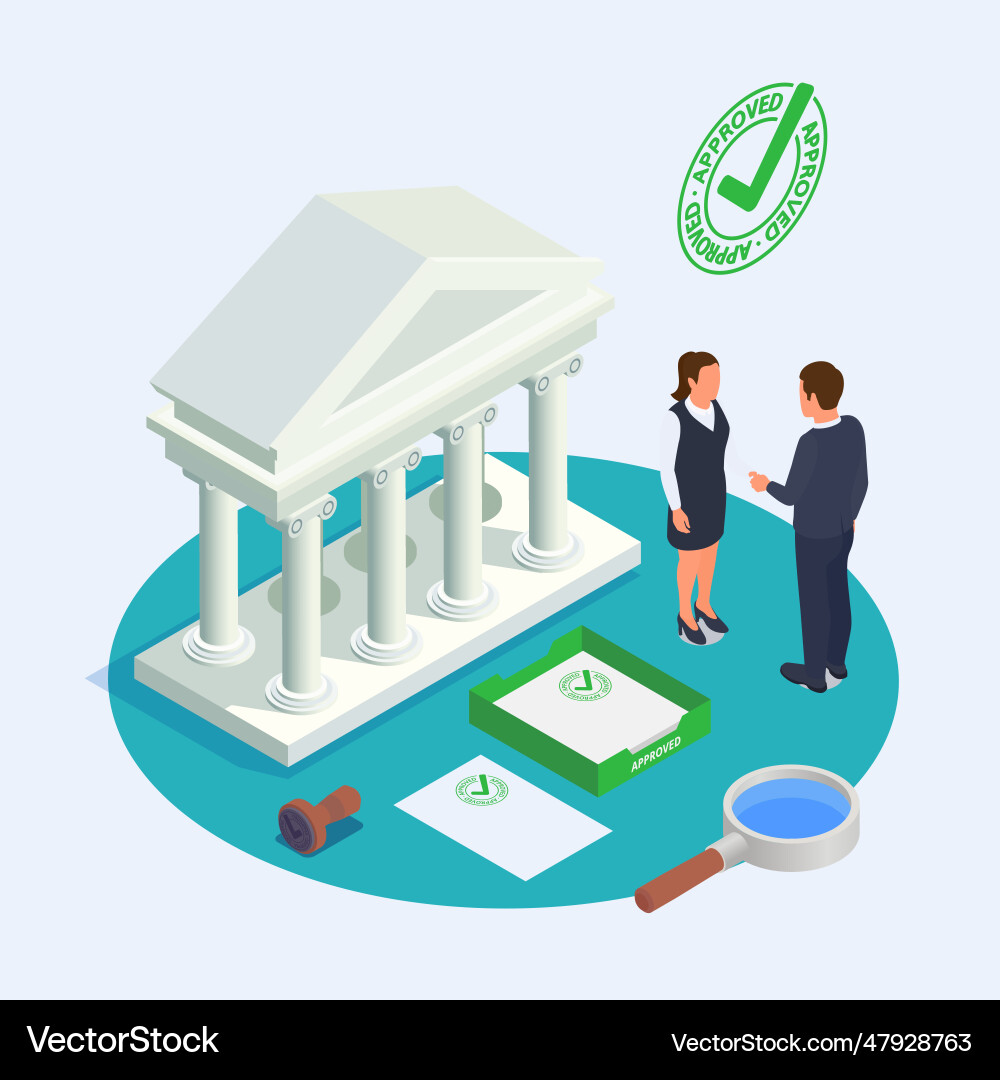 Financial regulation isometric Financial regulation isometric vector image