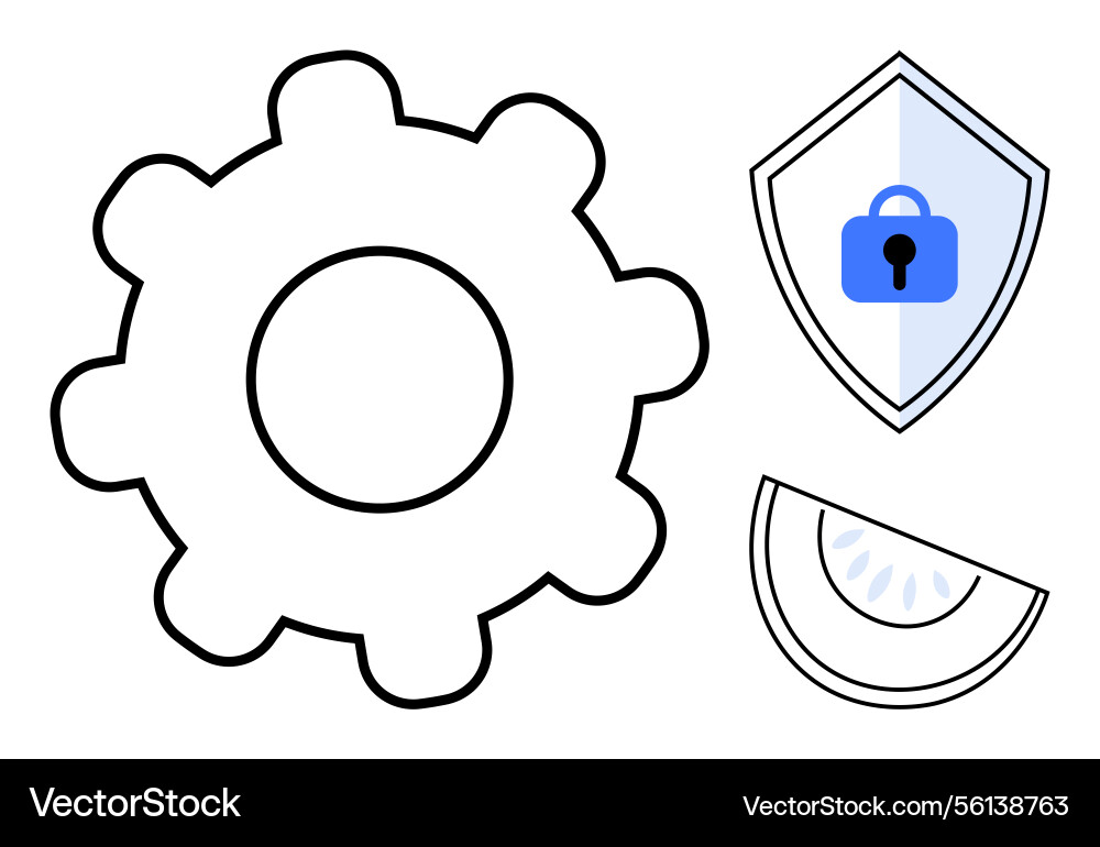 Gear shield with lock and pie chart segment Vector Image