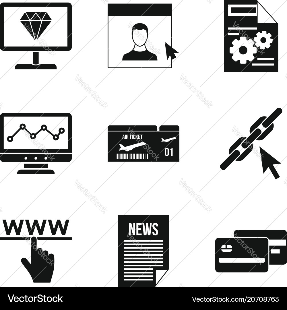 Information processing icons set simple style Information processing icons set simple style vector image