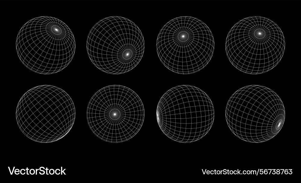 Wireframe sphere 3d low poly planet bitmap vector image