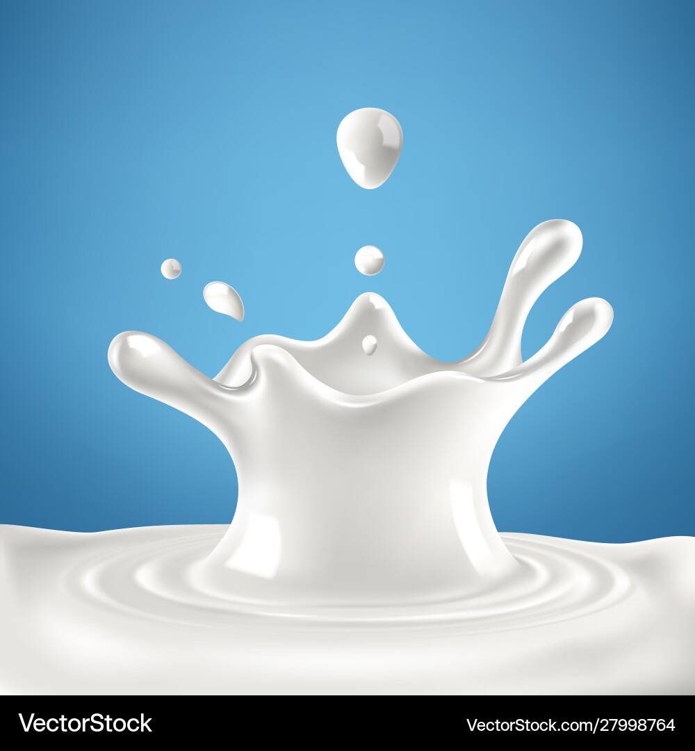 Abstract realistic milk drop with splashes vector image