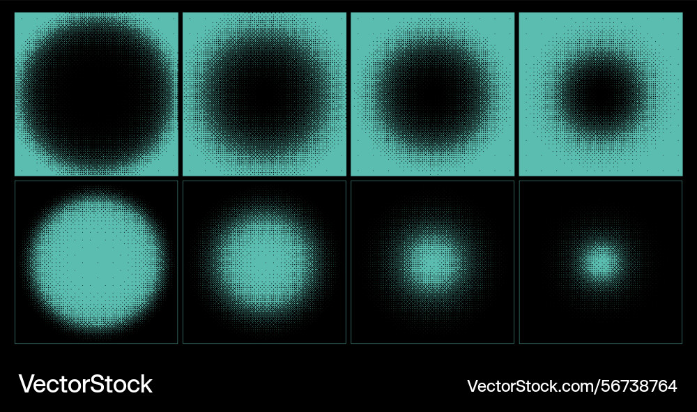 Bitmap dither radial gradient glowing pixelated vector image