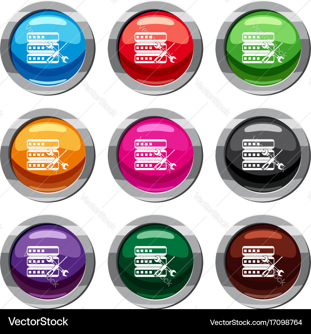 Database with screwdriver and spanner set 9 Vector Image
