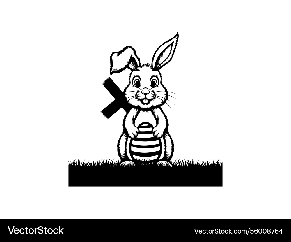 Easter bunny cross line art christian rabbit Vector Image