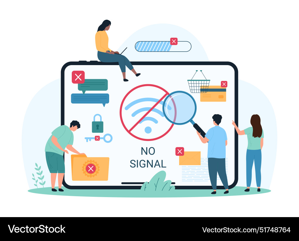 Internet offline weak or no online network signal Internet offline weak or no online network signal vector image