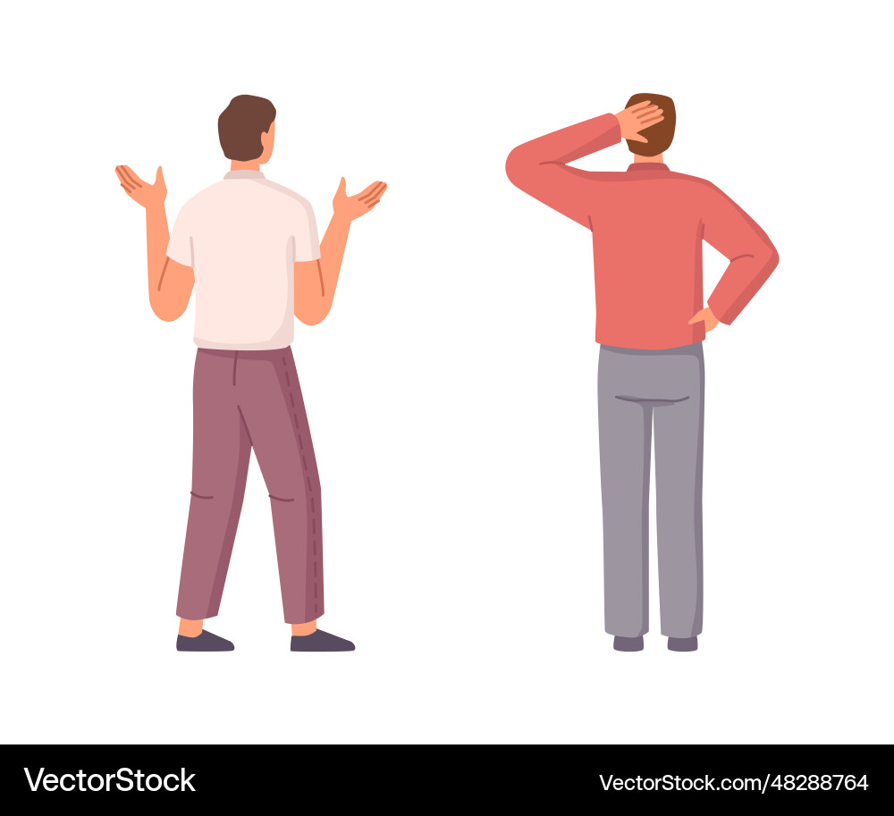 Man thinking and choosing way back view Man thinking and choosing way back view vector image