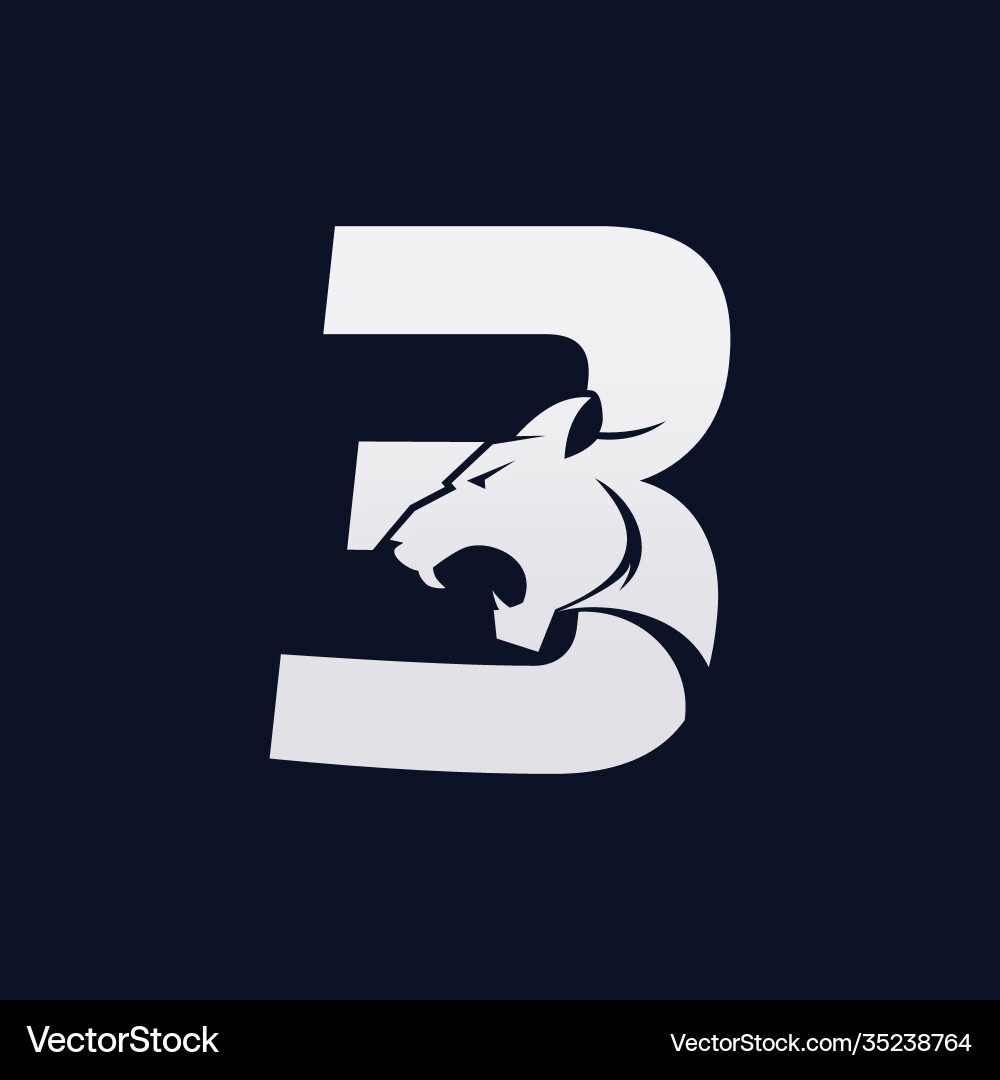 Nummer drei Tiger Ziffer Predator Logo Design Nummer drei Tiger Ziffer Predator Logo Design vektorbild