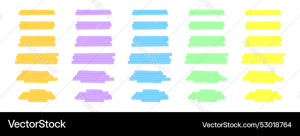 Set of colorful highlight marker lines different Vector Image