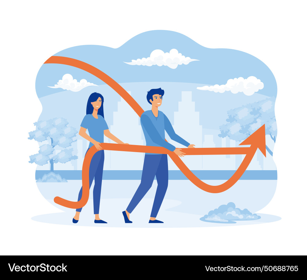 A minimal style of red down chart Vector Image
