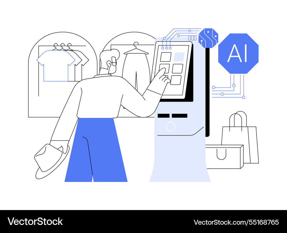 Ai-driven self-service kiosks abstract concept Ai-driven self-service kiosks abstract concept vector image