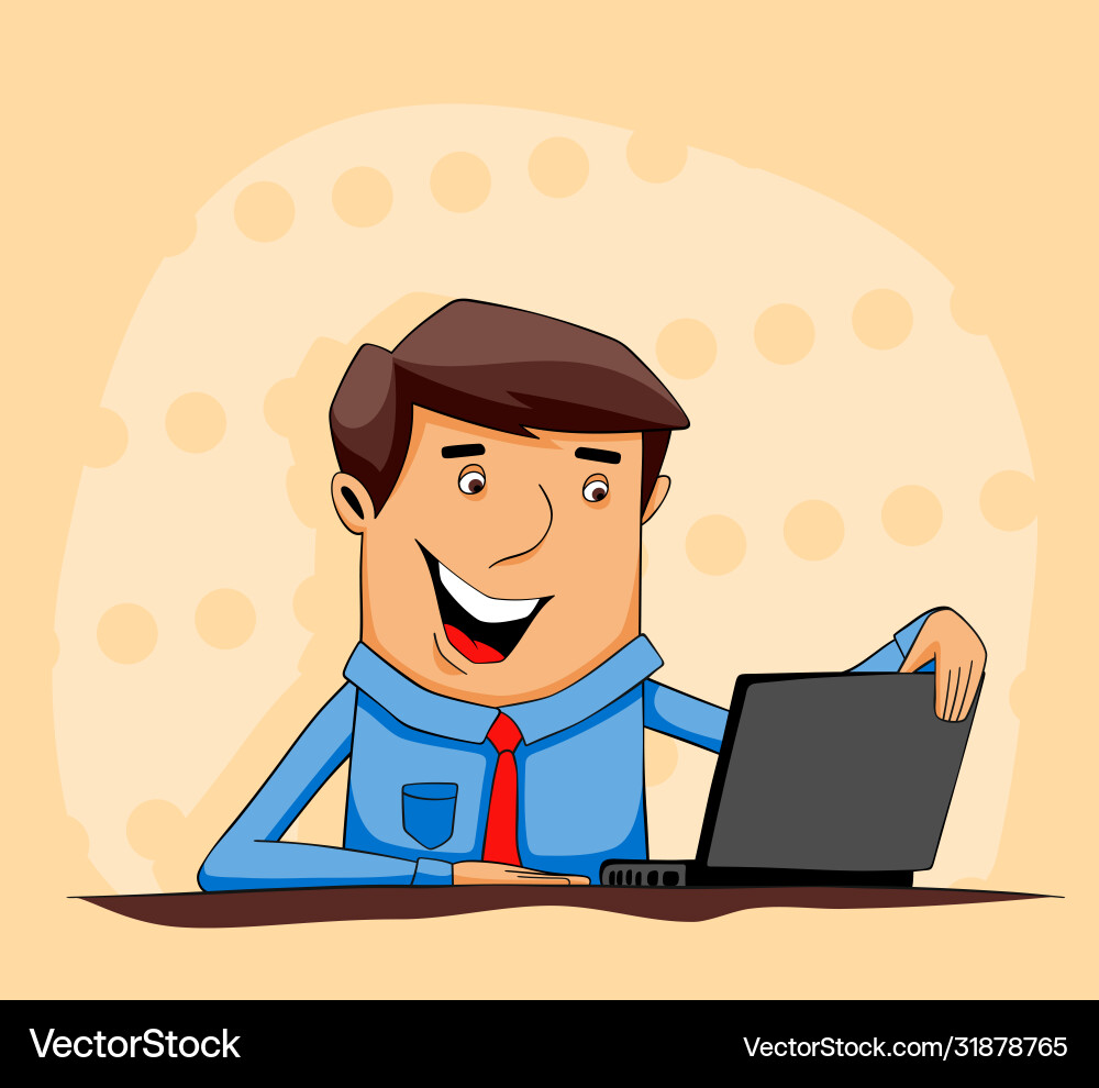 Cartoon-Typ mit Tablet und Notebook Cartoon-Typ mit Tablet und Notebook vektorbild