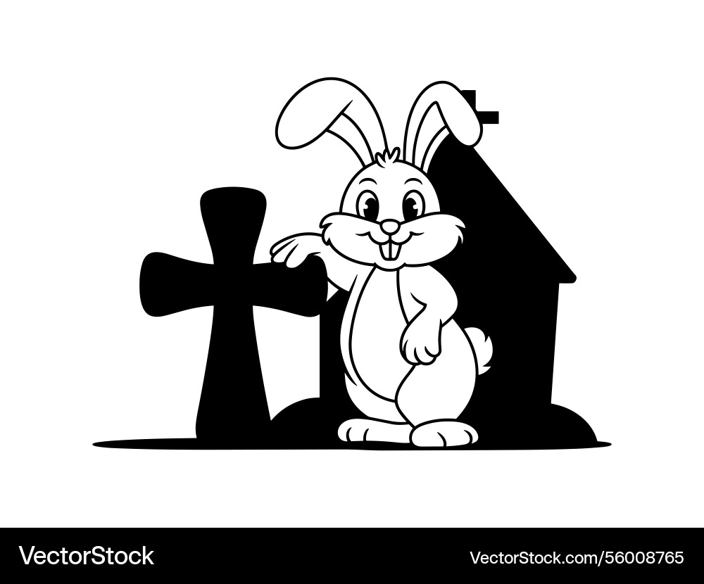Easter bunny cross line art christian rabbit Vector Image