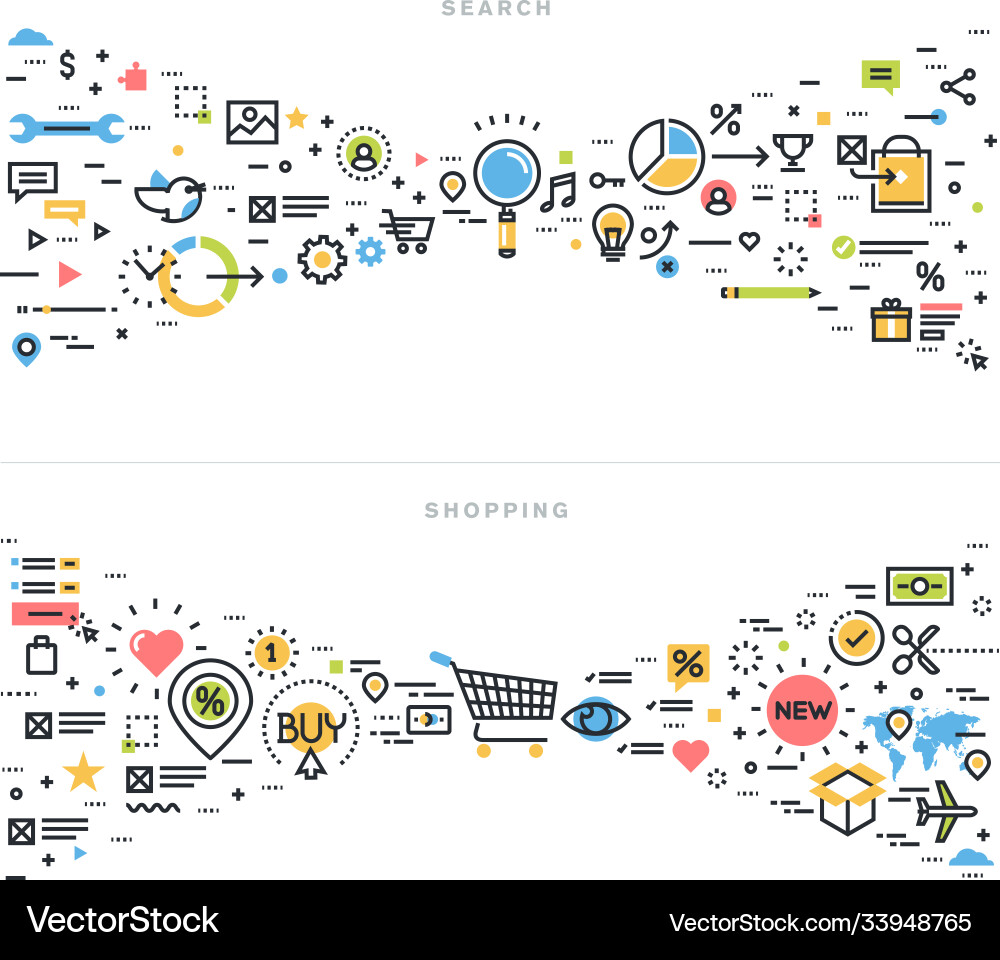 Flat line design concepts Flat line design concepts vector image