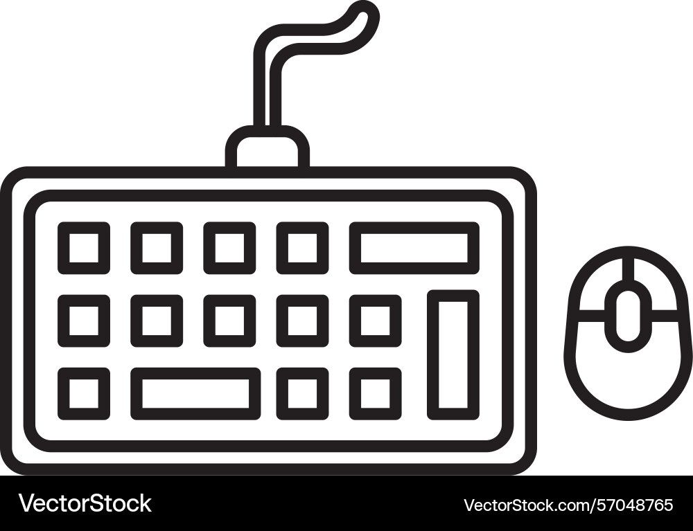 Keyboard and mouse line icon design vector image