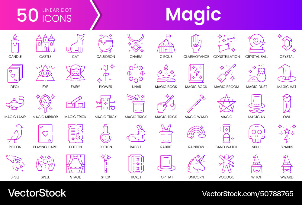 Set of magic icons gradient style icon bundle Set of magic icons gradient style icon bundle Vector Image