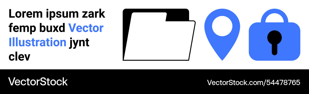Simplistic folder icon with geolocation and lock vector image