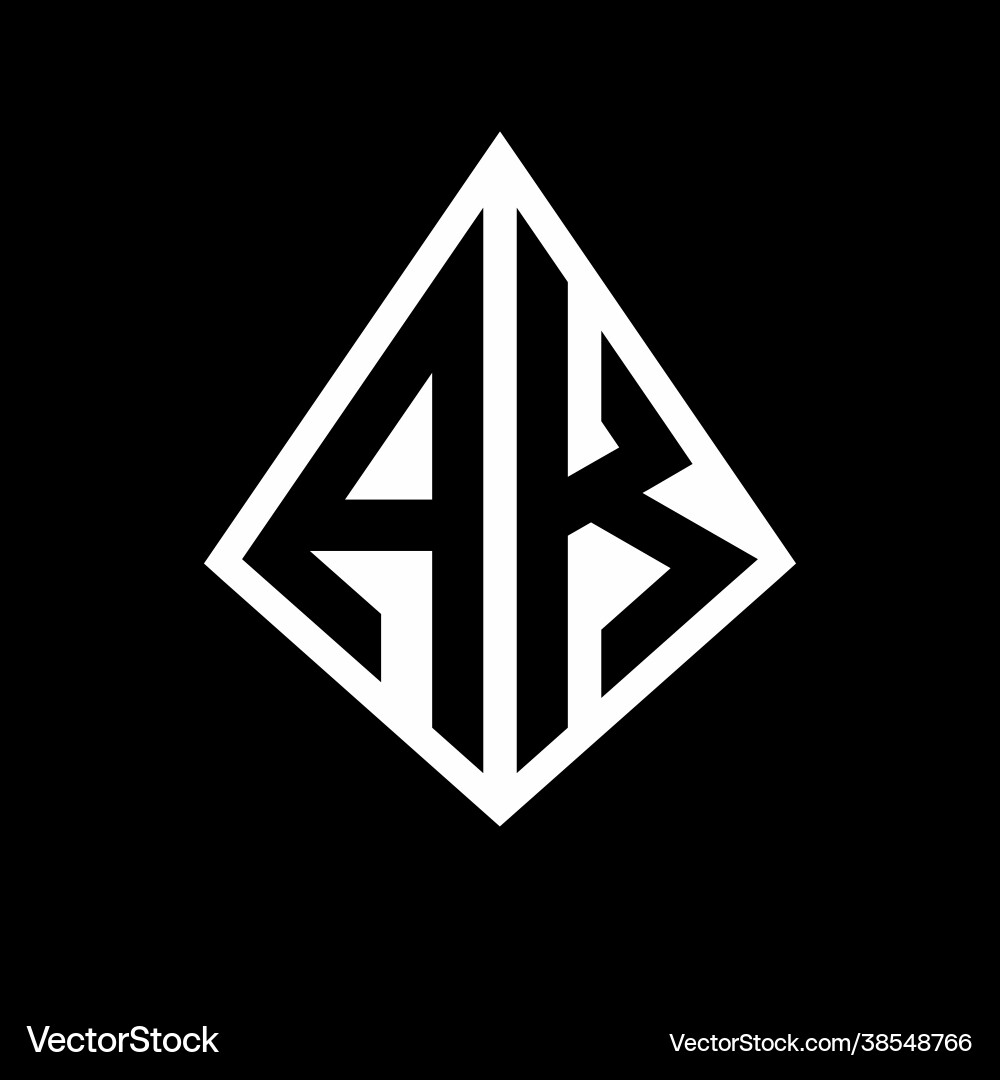 Ak logo letters monogram with prisma shape design vector image