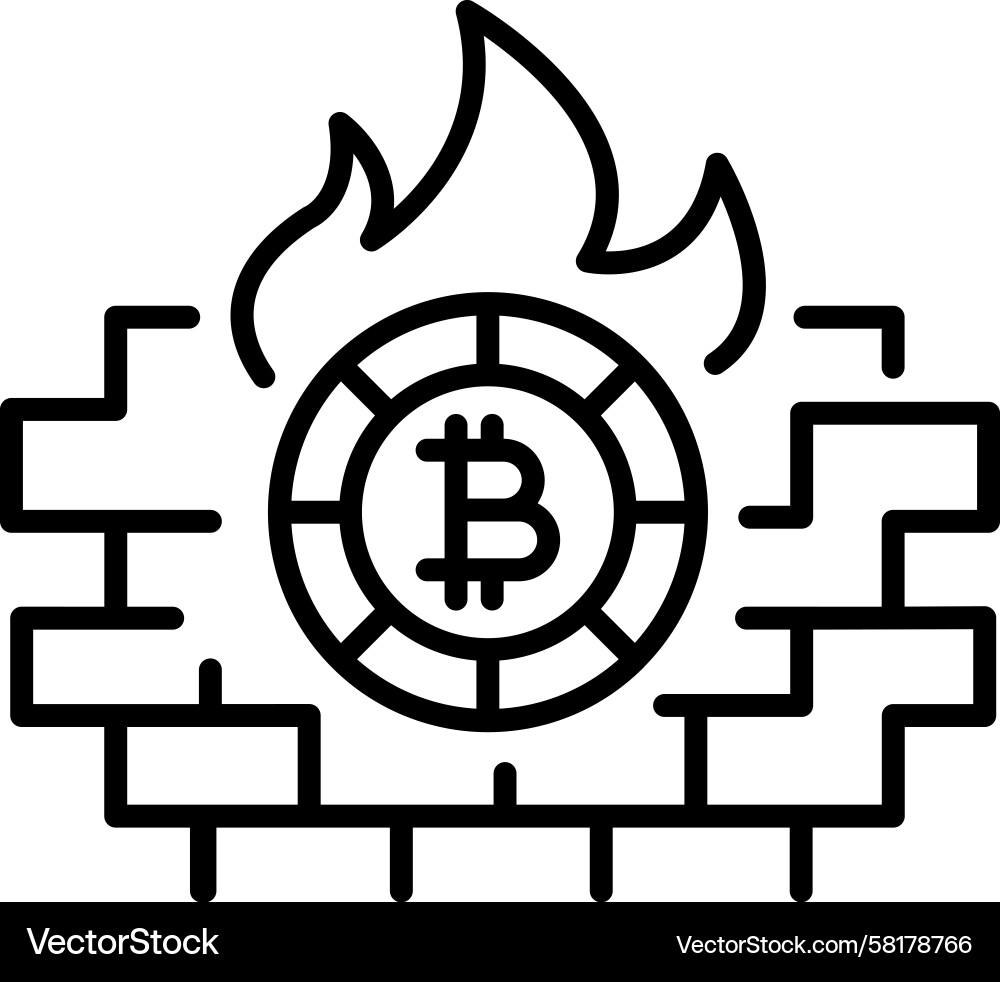 Bitcoin Token Icon - Linear Style Vector Image
