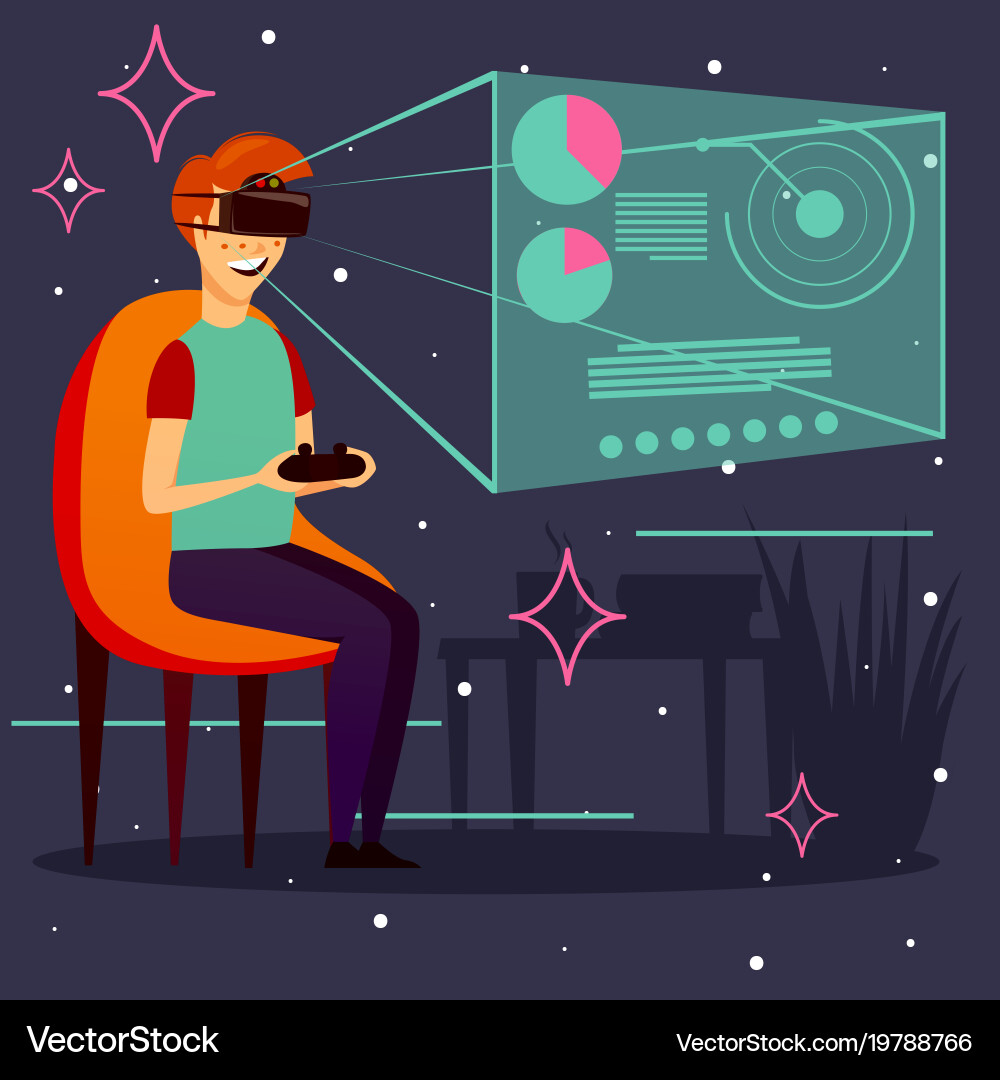 Computer game virtual reality background vector image