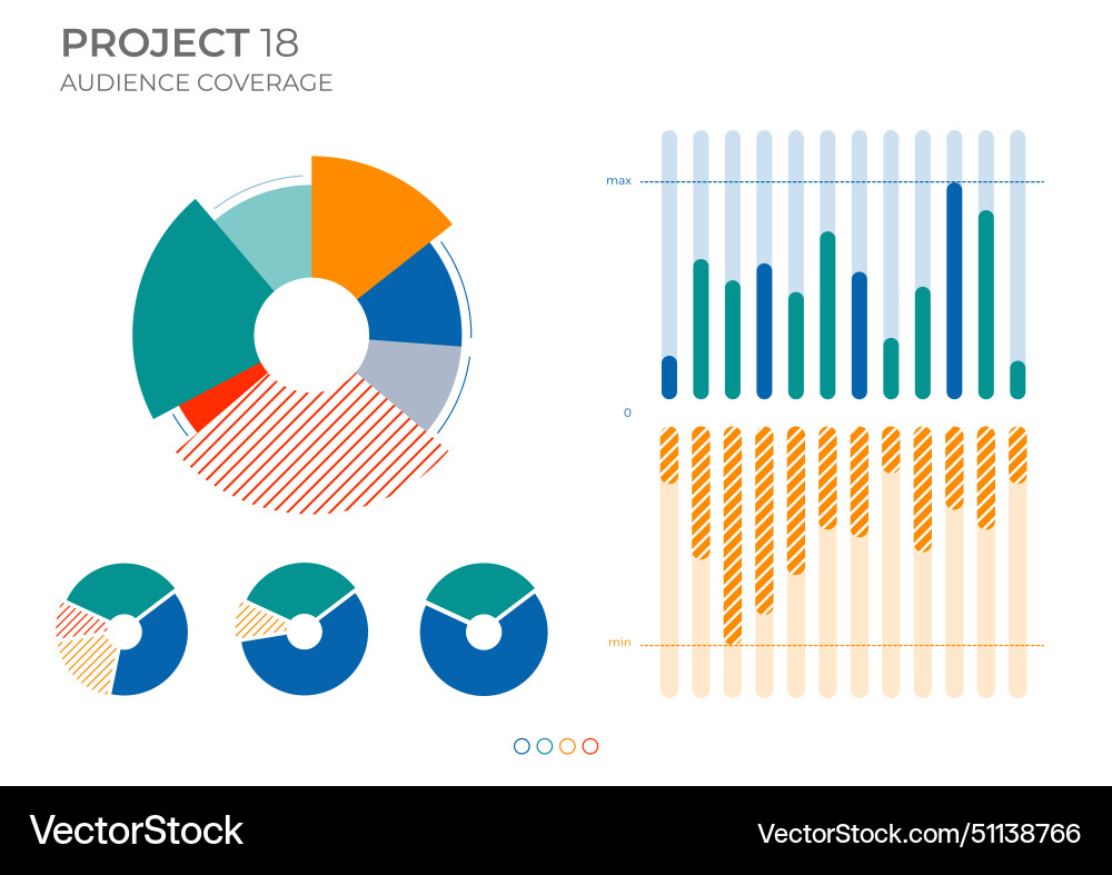Coverage audience data charts in color Coverage audience data charts in color vector image