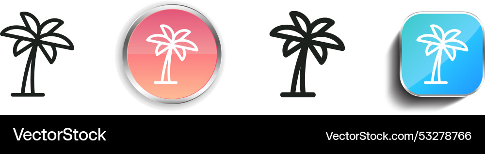Date palm icon thin linear regular and button Vector Image