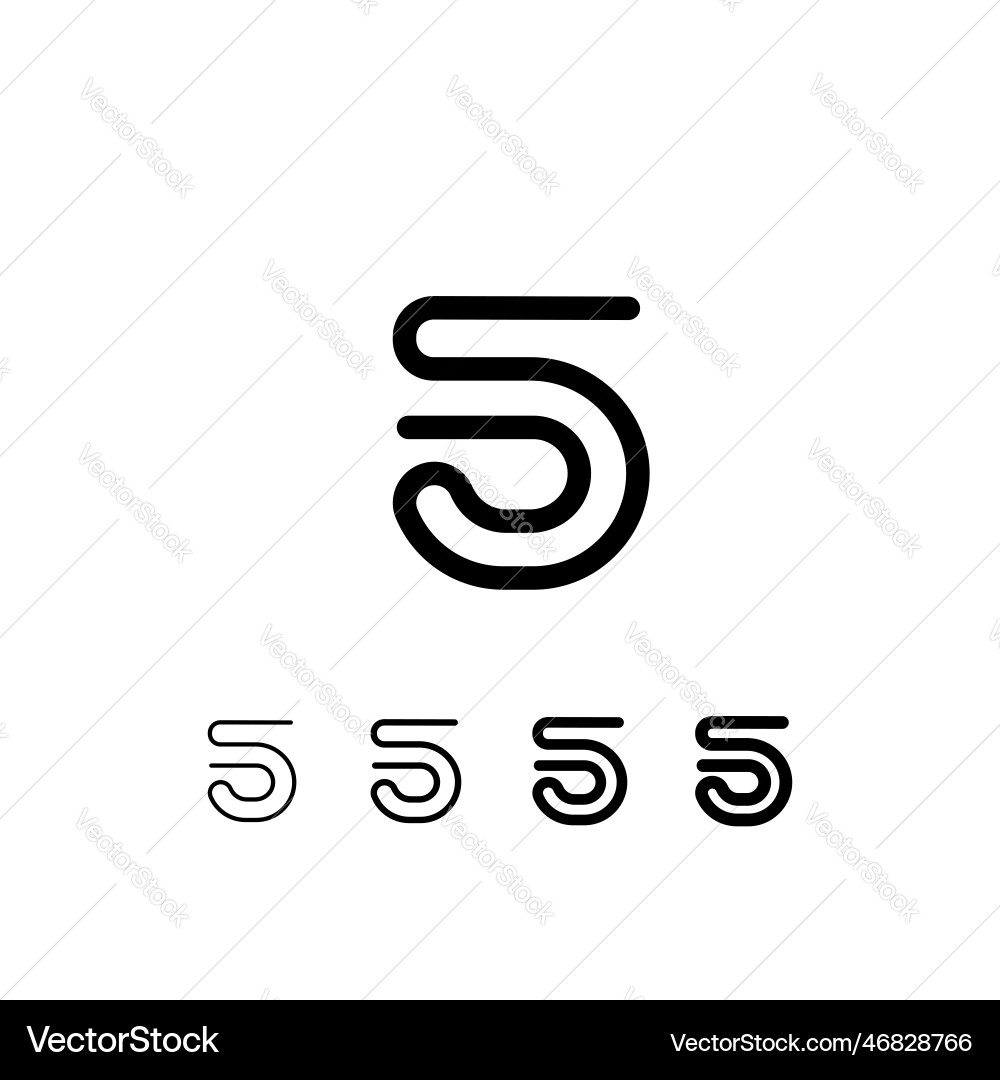 Digital tech font rounded wire alphabet number 5 Digital tech font rounded wire alphabet number 5 vector image