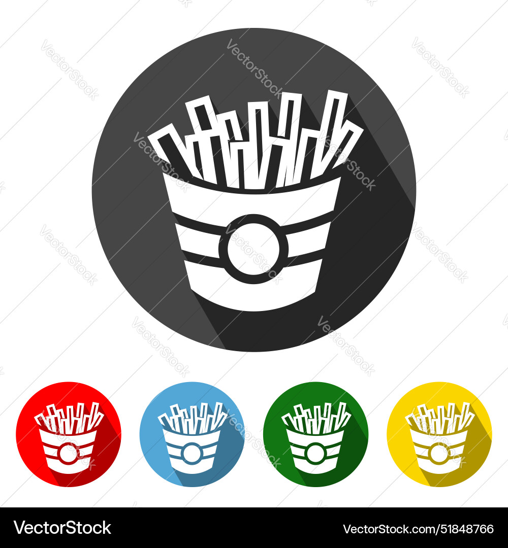 French fries flat icon long shadow French fries flat icon long shadow vector image