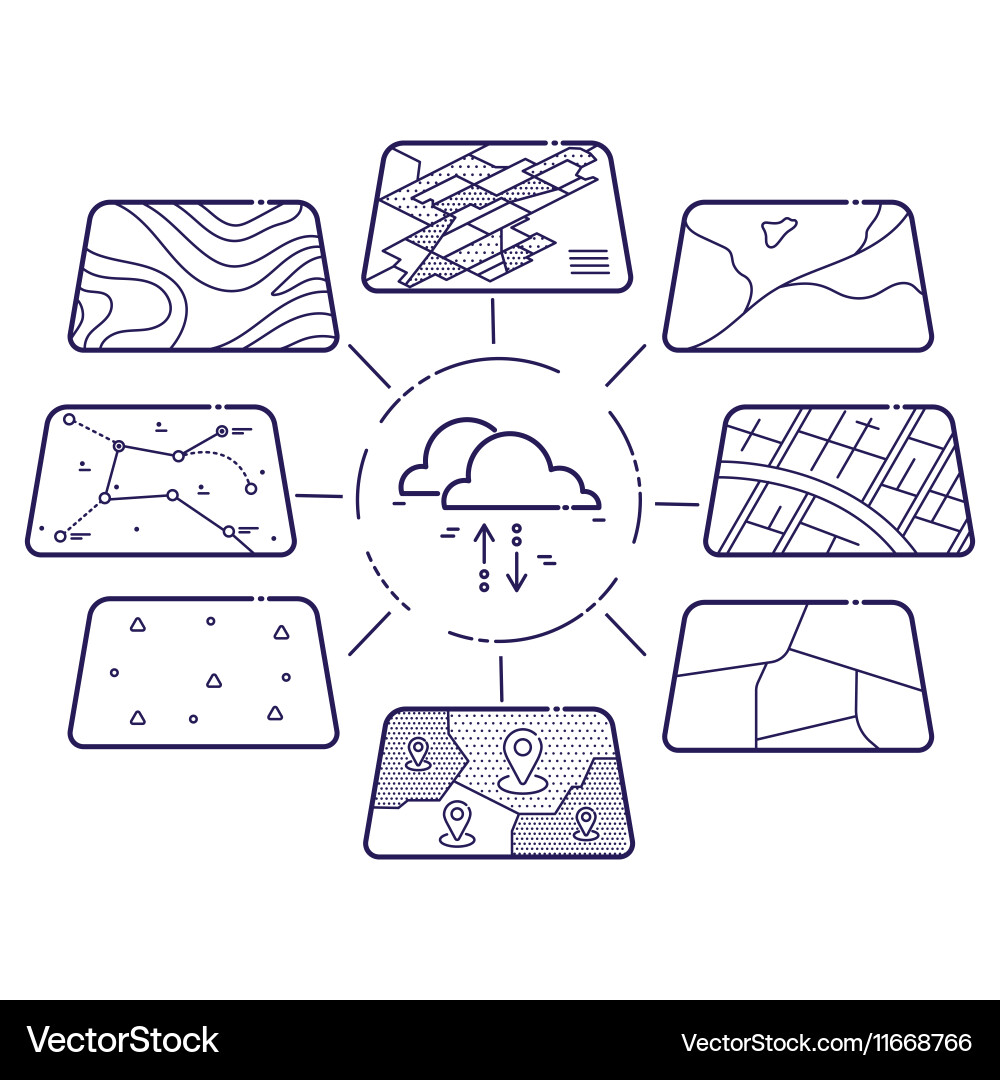 Gis data layers cloud concept vector image