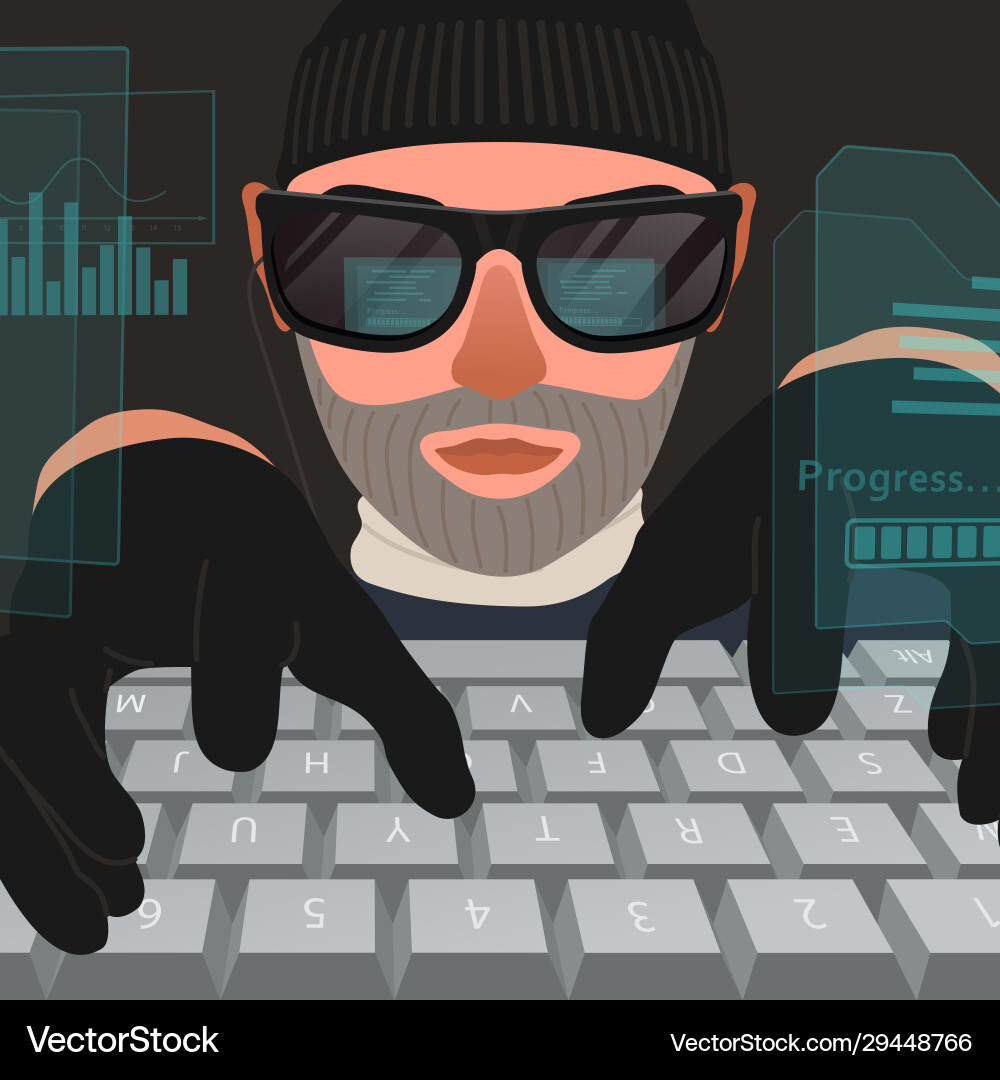 Hacker Angriff Computersystem vektorbild