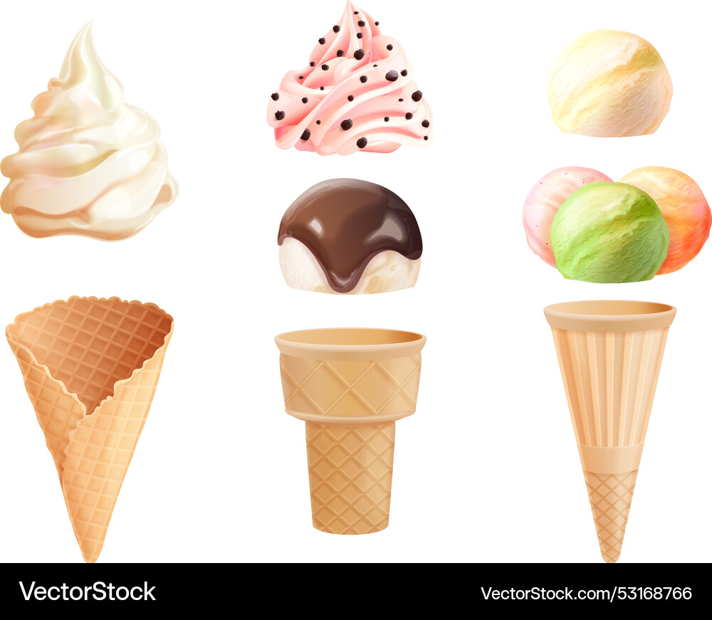 Ice cream constructor soft icecream ball creating Vector Image
