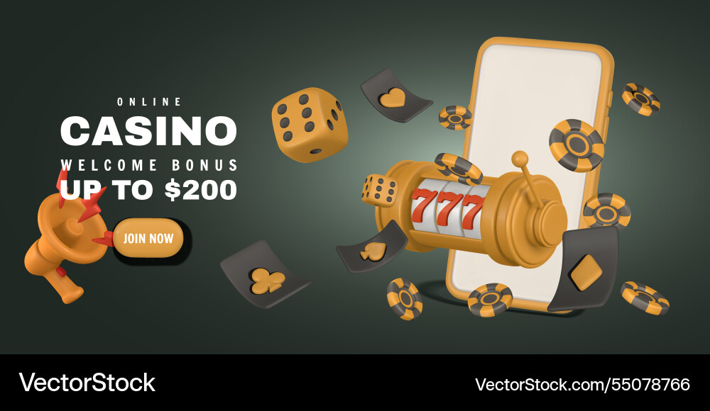 Realistic 3d online casino game concept slot Realistic 3d online casino game concept slot vector image