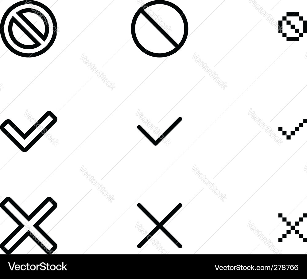 Reject, Accept, Delete Icons Vector Image
