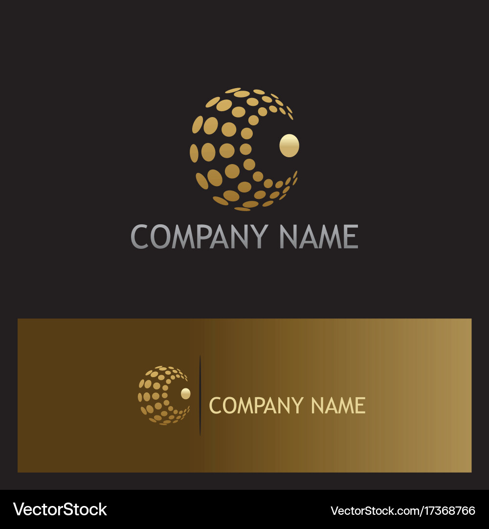 Round sphere dot technology gold logo Royalty Free Vector