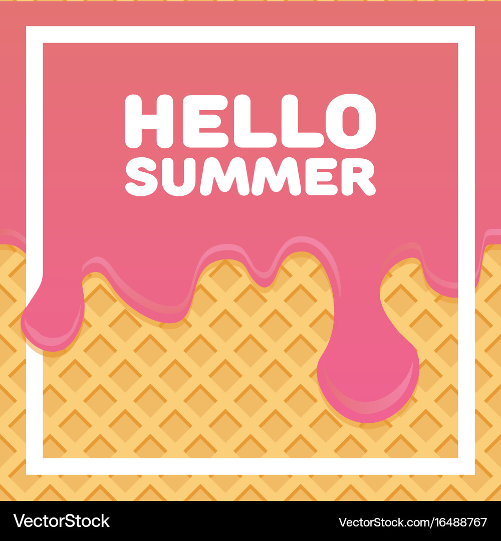 Hello summer letters in ice cream pattern vector image