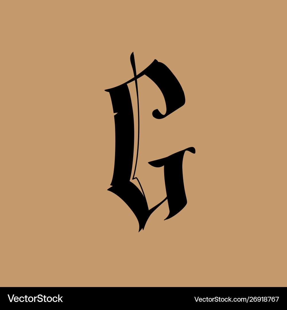 Letter g in gothic style alphabet the symbol Letter g in gothic style alphabet the symbol vector image
