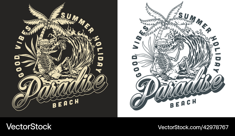 Strandurlaub monochrome Flyer Jahrgang Strandurlaub monochrome Flyer Jahrgang vektorbild