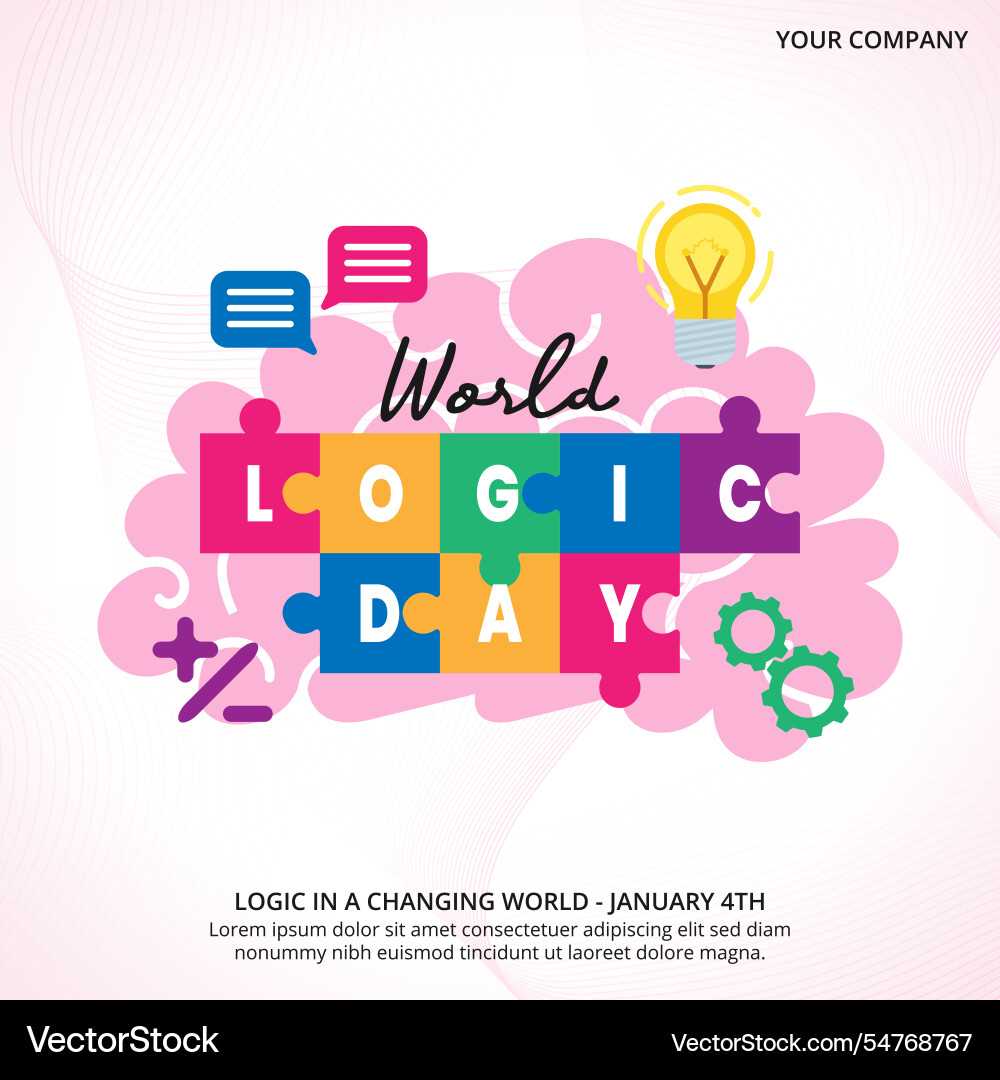 World logic day with a puzzle text World logic day with a puzzle text Vector Image