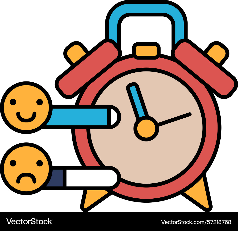 A red alarm clock with two smiling faces A red alarm clock with two smiling faces vector image