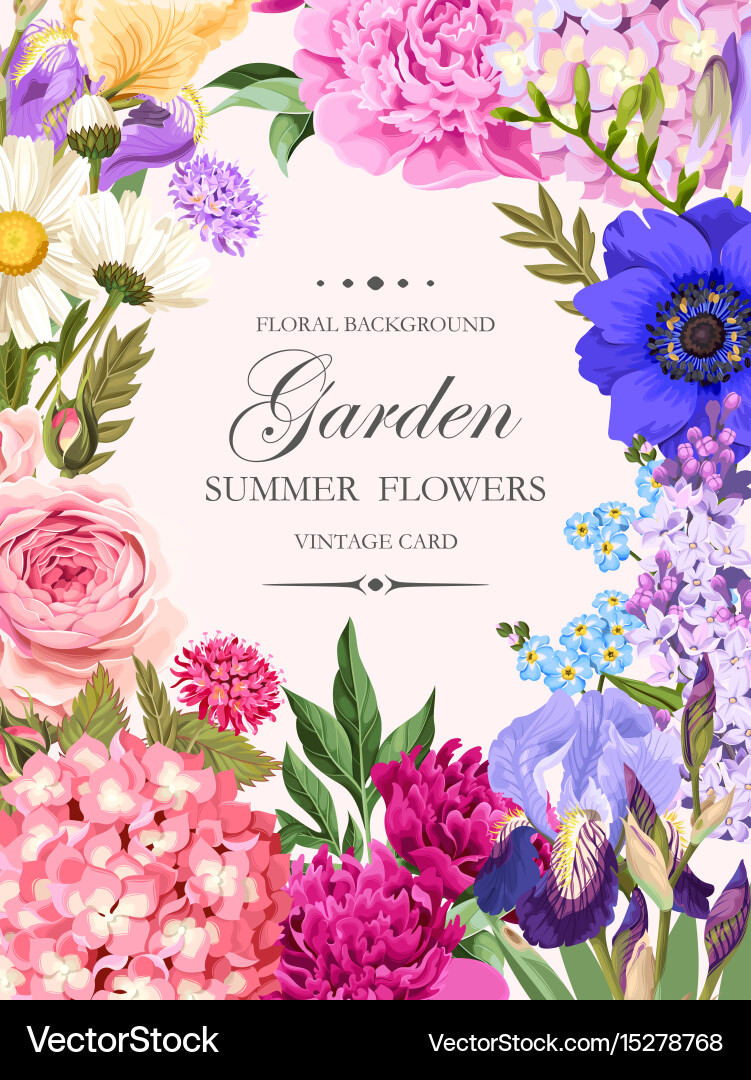 Elegant Garden Floral Card Vector Image