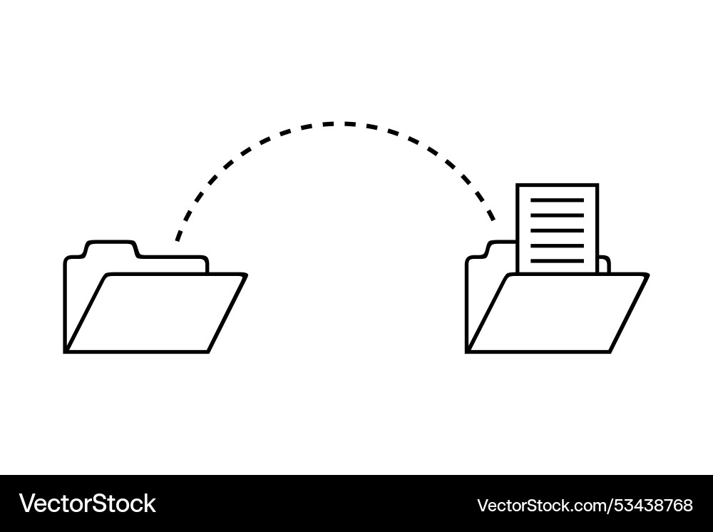 File transfer dashed line connecting two folders vector image
