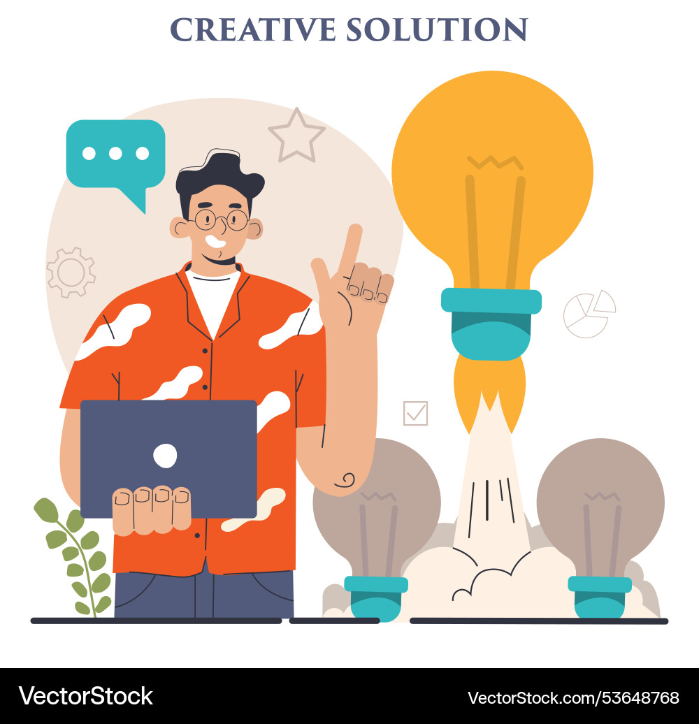 Finding a solution generation of creative idea Finding a solution generation of creative idea vector image